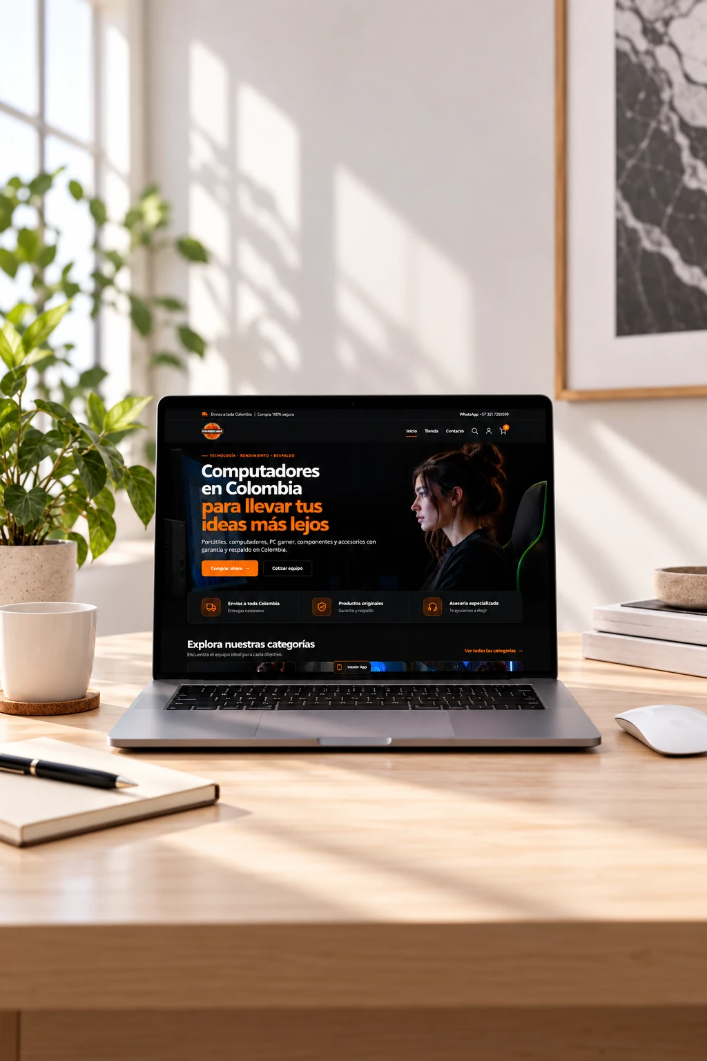 Vista del sitio web de Computadores de Colombia