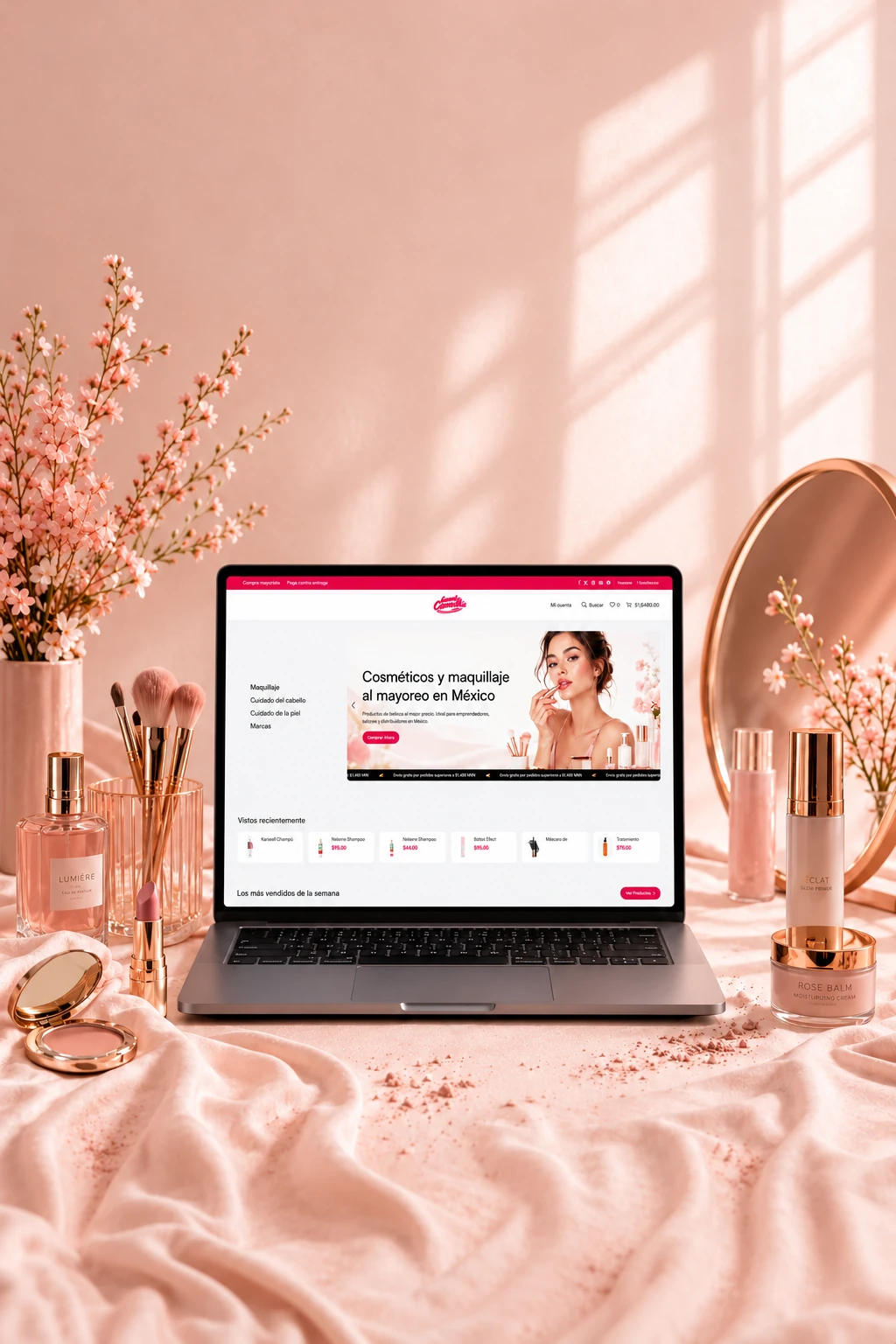 Vista del sitio web de Genesis Cosmetics