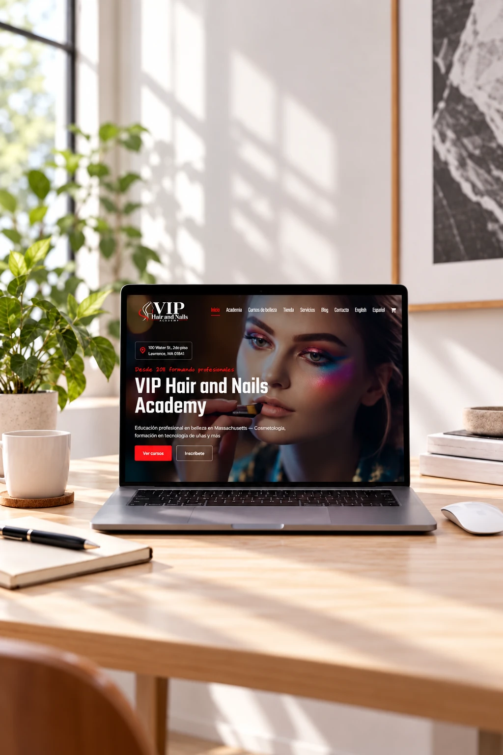 Vista del sitio web de VIP Hair and Nails Academy